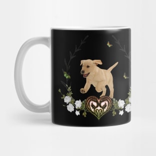 Cute labrador puppy with flowers Mug